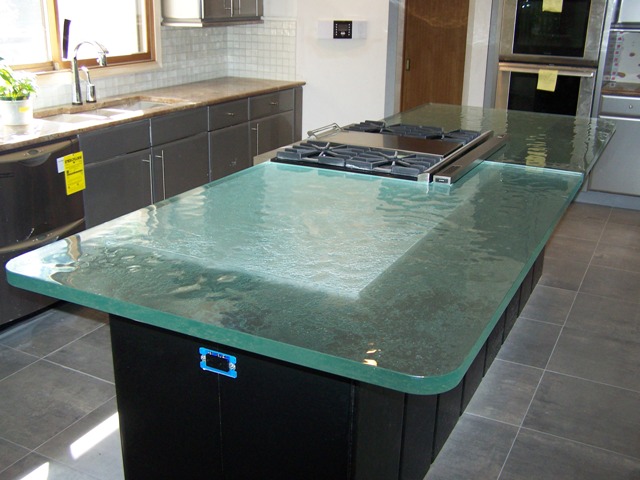 Custom Kitchen Glass Island Counter Top